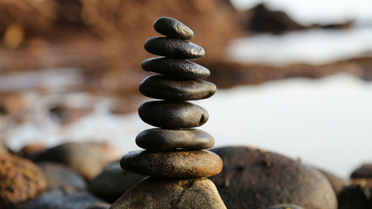 Balanced rocks on a beach