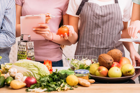 preparing healthy food together