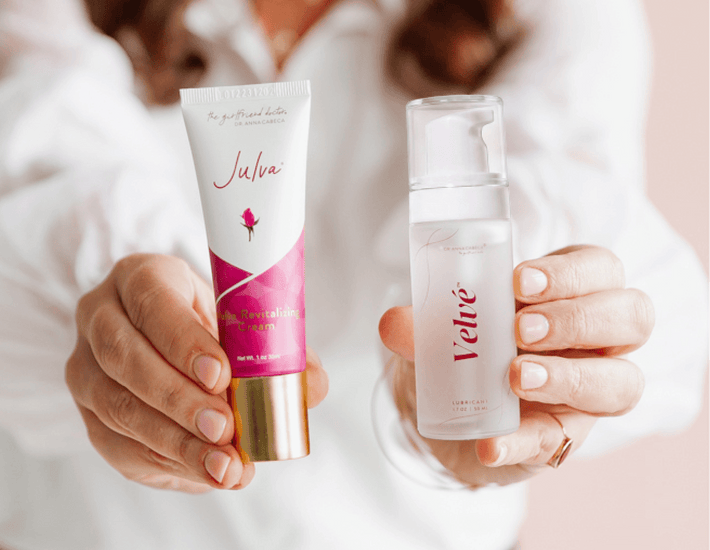 Julva + Velvé together — the complete intimate care duo. Daily restoration meets in-the-moment comfort. This is what Dr. Anna recommends to every patient. Save 20% this week only.
