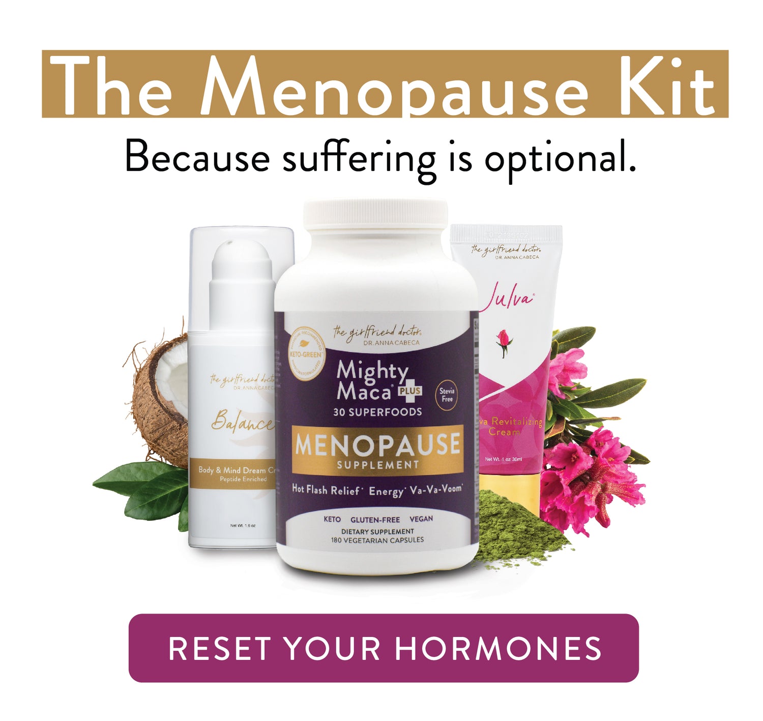 The Menopause Kit. Because suffering is optional. Reset your hormones