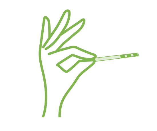 Icon: Hand holding a urine test strip