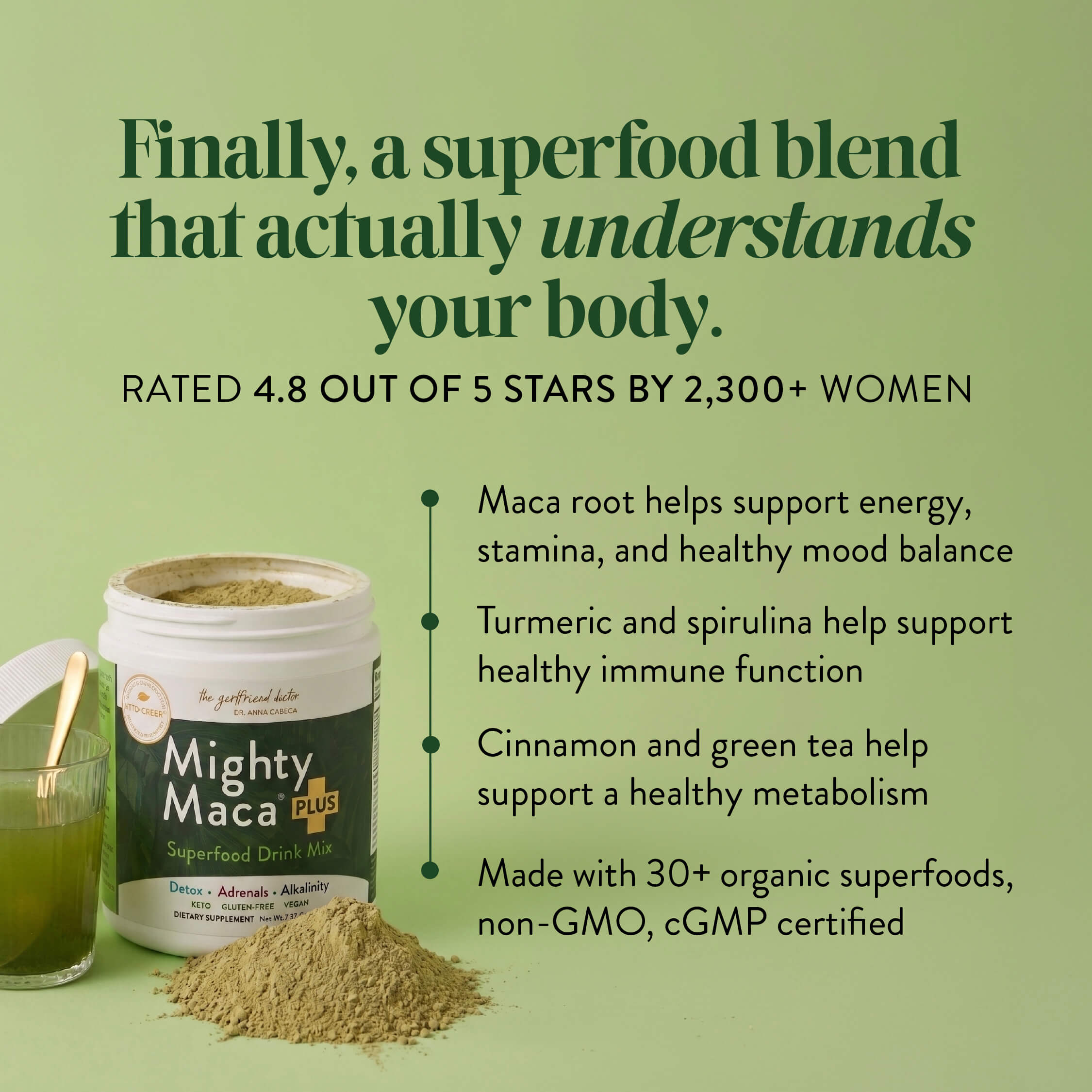 Superfood Drink for Hot Flashes | Mighty Maca Plus | Dr Anna Cabeca