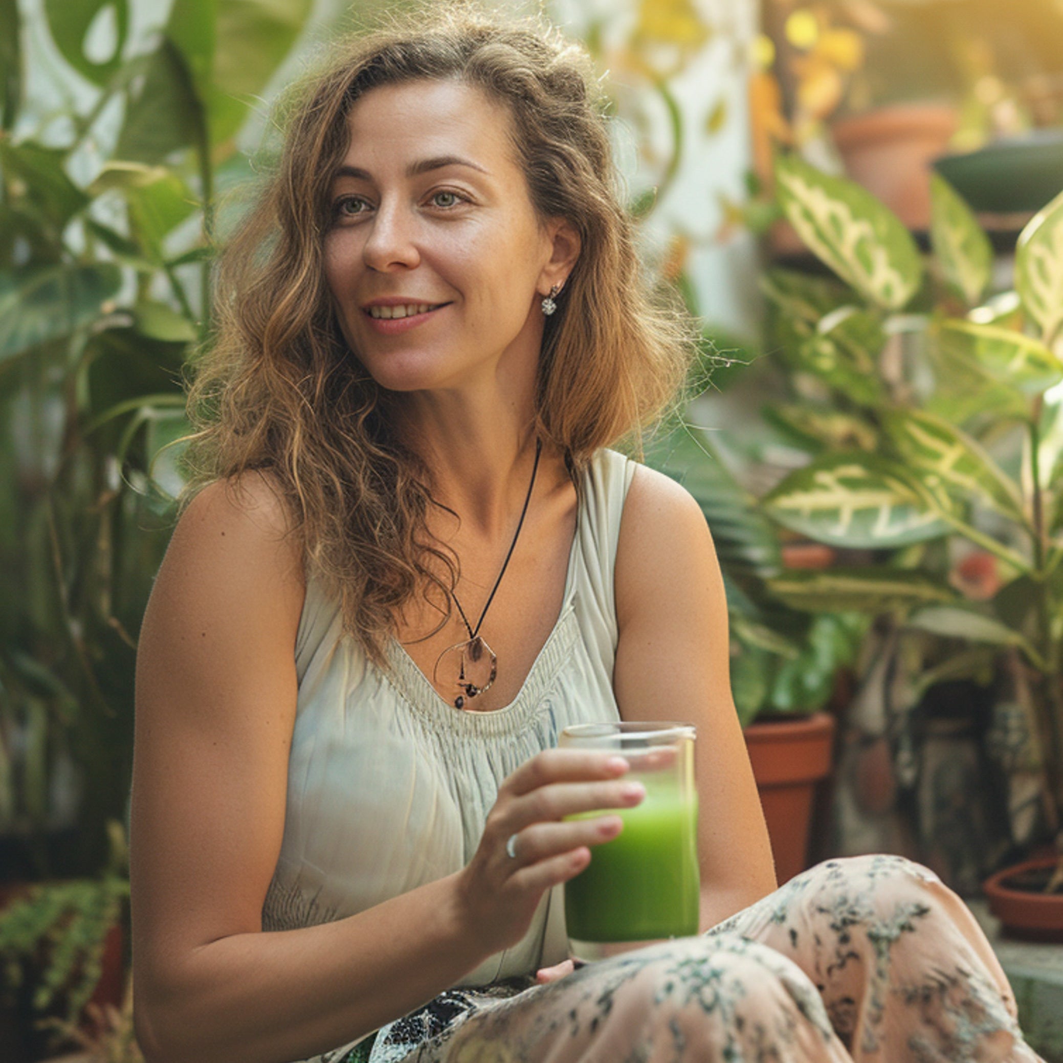 Woman drinking Mighty Maca Plus